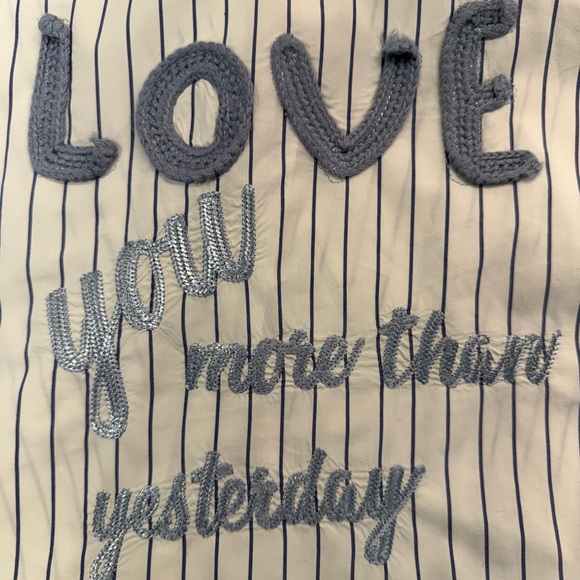 Anthropologie Maeve Button down shirt with Love You More than Yesterday on back - Picture 9 of 9